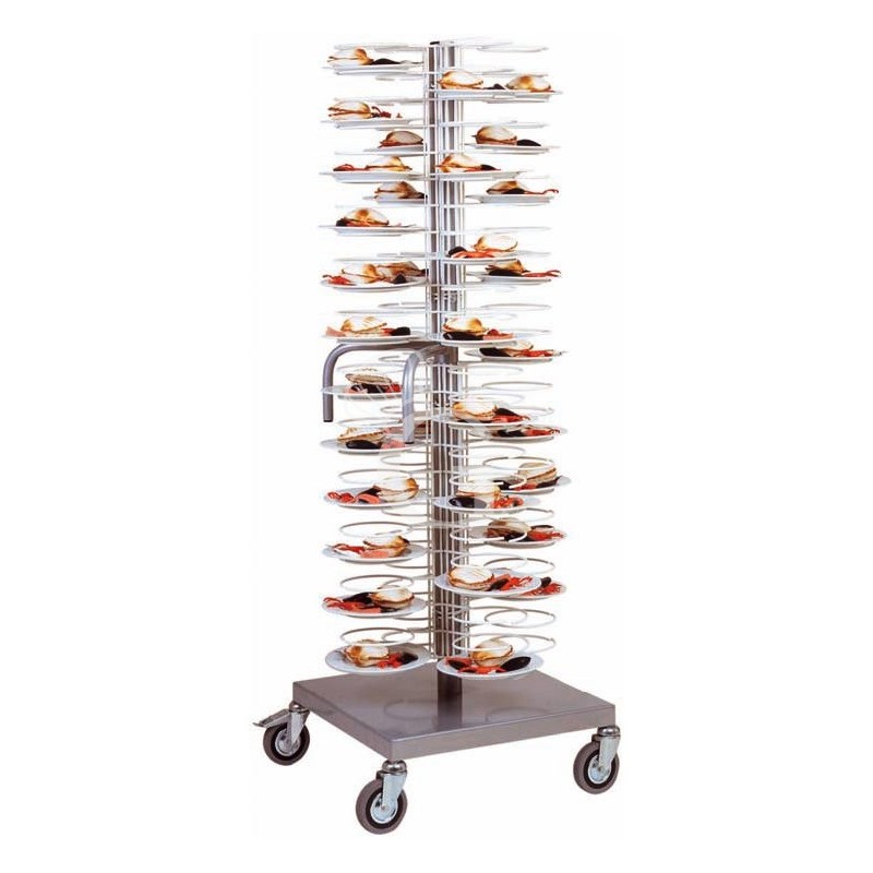 Carrello portapiatti con base e ruote per 96 piatti 250/310 mm - L 700 mm x P 700 mm x H 1750 mm