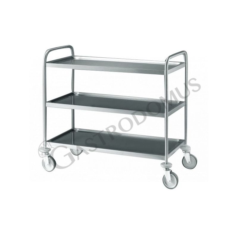 Carrello in acciaio inox AISI304 con 3 ripiani di dimensioni 800X500mm, portata 180 kg