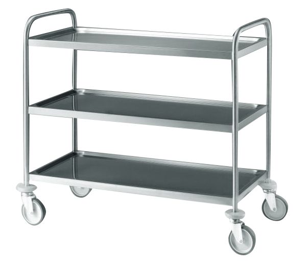 Carrello in acciaio inox AISI304 con 3 ripiani di dimensioni 1000X500mm, portata 180 kg