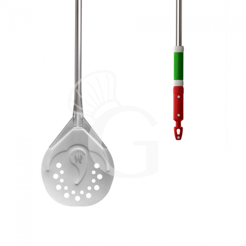 Pala per Pizza per cuocere forata in acciaio inox Ø 270 mm H 1350 mm