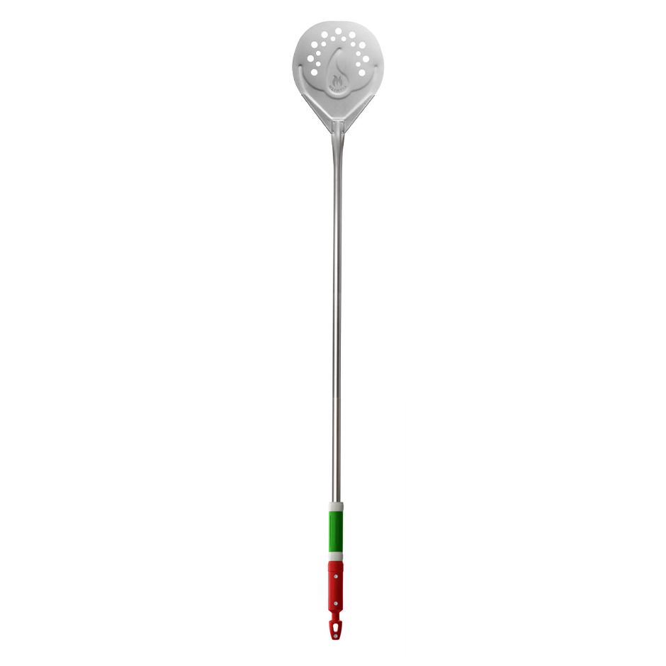 Pala per Pizza per cuocere forata in acciaio inox Ø 200 mm H 1700 mm con manico in plastica