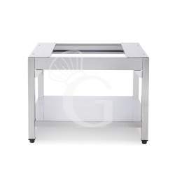 Supporto in acciaio inox con ripiano, per forno modello Shango, L 720 x P 585 x H 520 mm