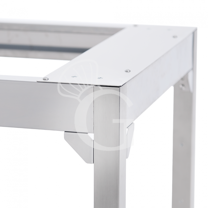 Supporto in acciaio inox con ripiano, per forno modello Shango, L 720 x P 585 x H 520 mm