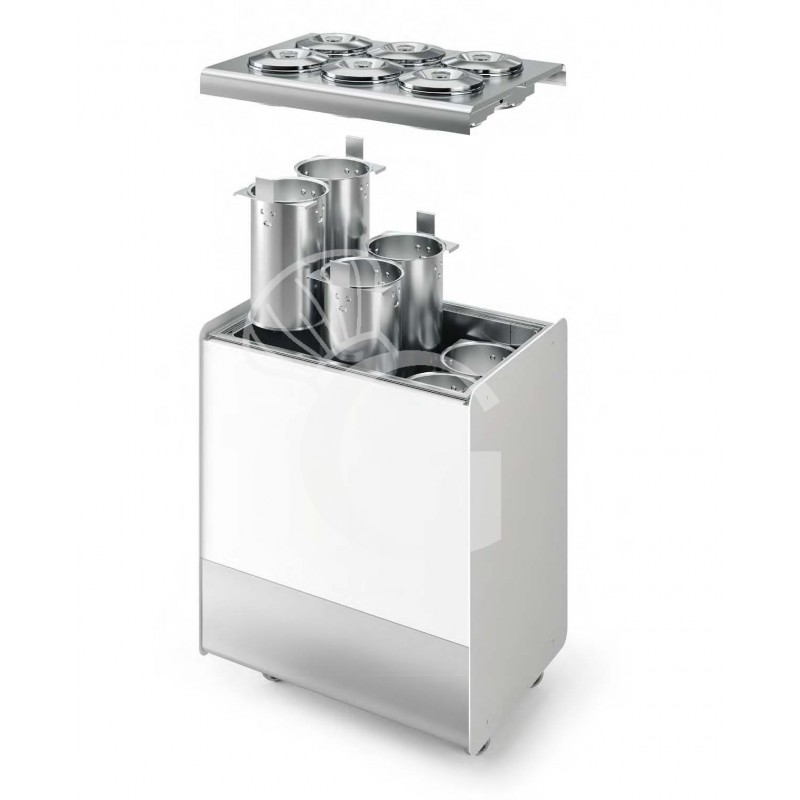 Banco gelato ventilato su ruote Joy 4 pozzetti con riserva, L 596 x P 604 x H 1005 mm