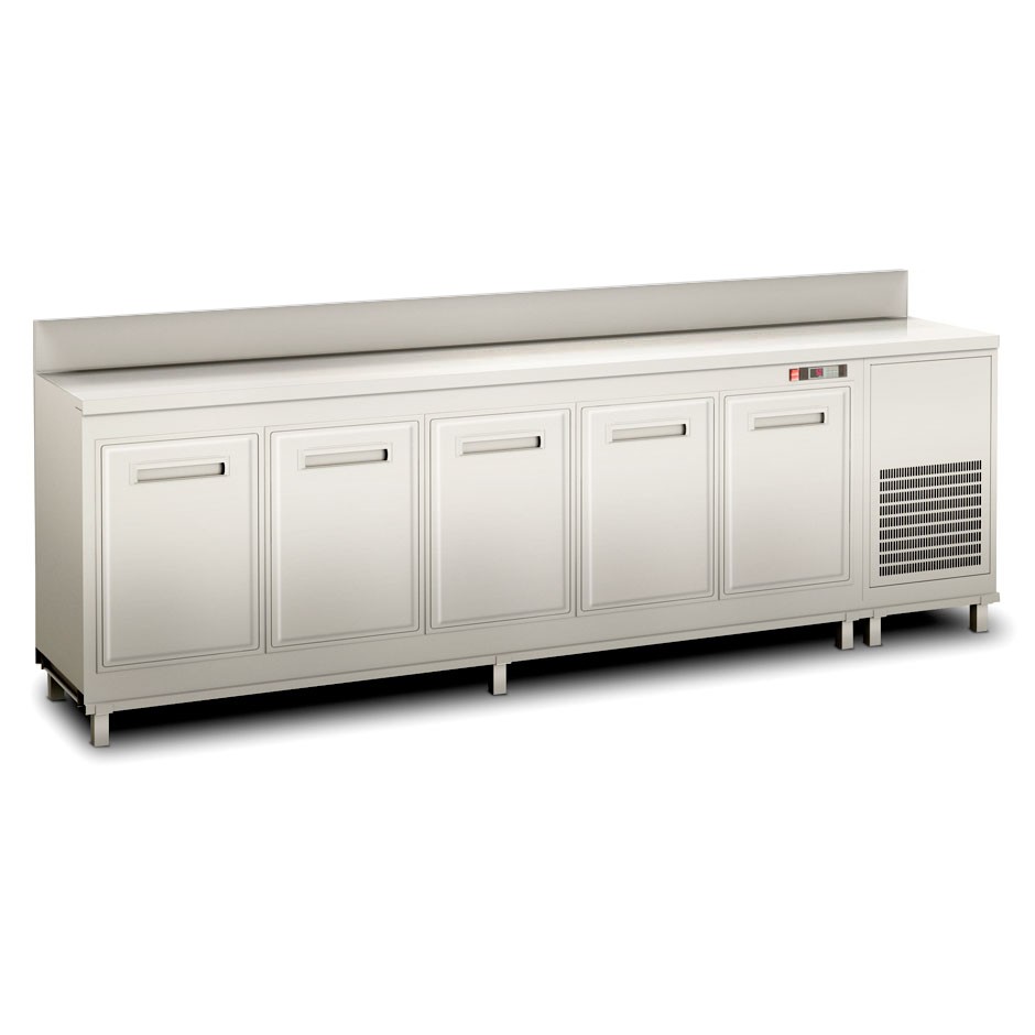 Retrobanco bar refrigerato con motore incorporato e alzatina, temperatura +4°C/+8°C, L 3000 x P 680  x H 1119 mm