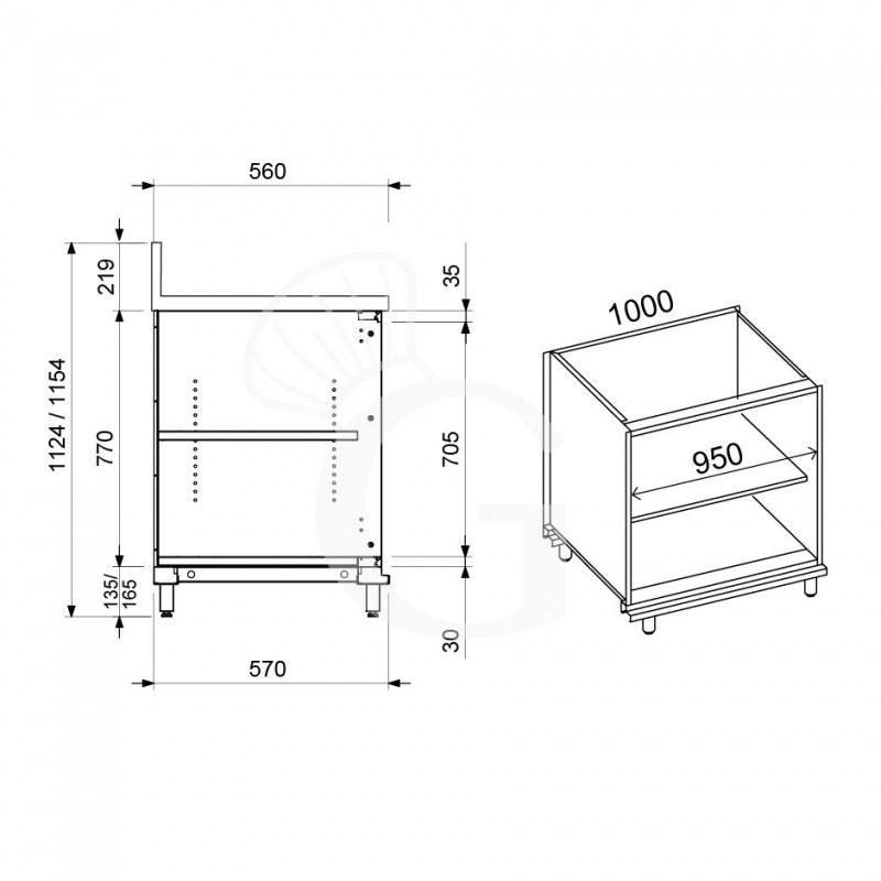 Retrobanco bar neutro a giorno con alzatina L 1000 mm x P 560 mm x H 1154 mm