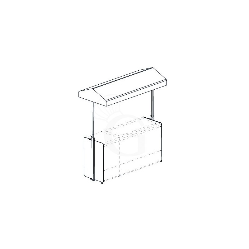 Kit cappottina in tessuto grigio per banco cocktail con spalle in acciaio bianco - L 1000 mm