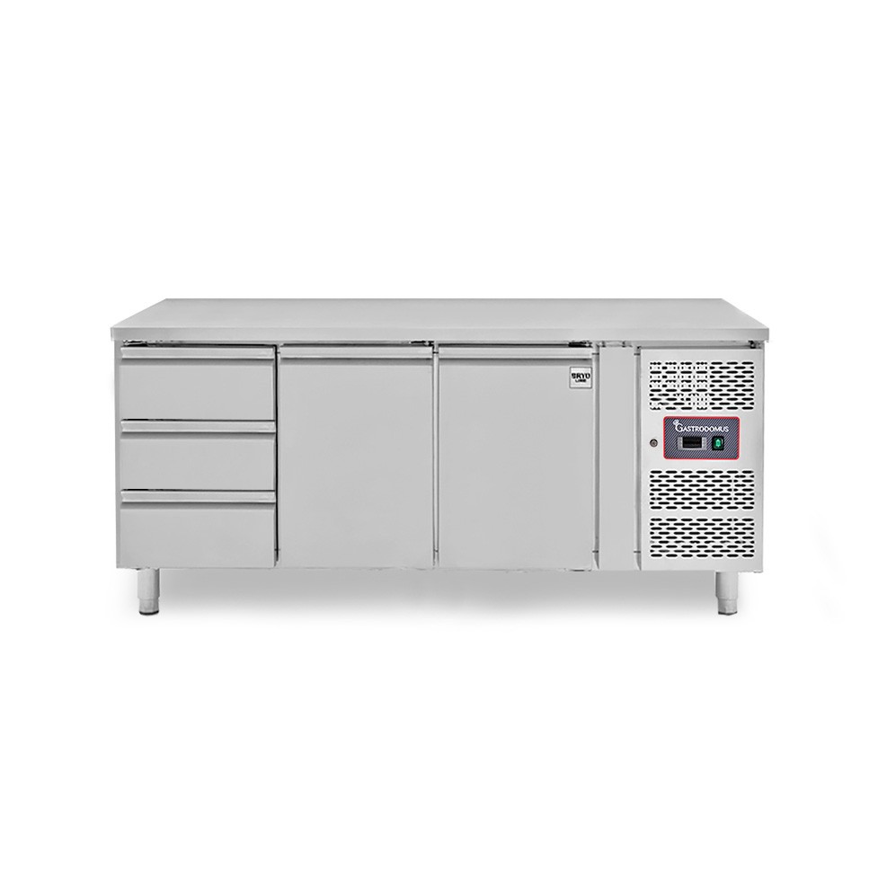 Tavolo Refrigerato 3 cassetti 2 porte 700 mm -2°C/+8°C