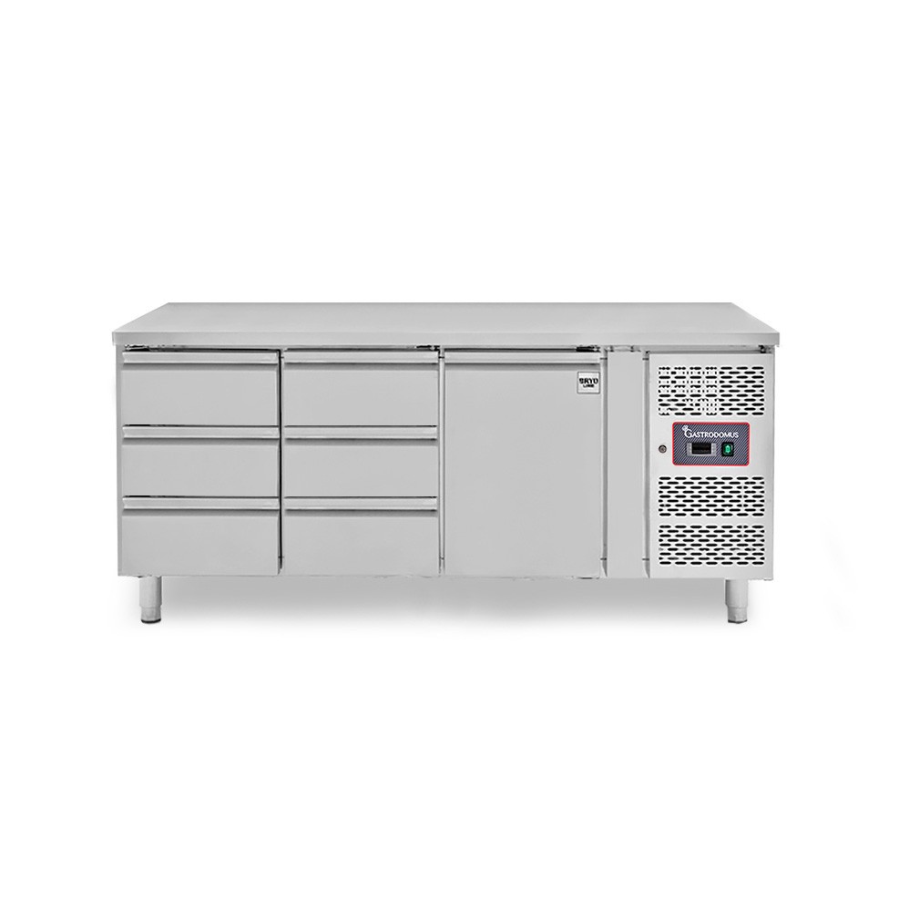 Tavolo Refrigerato 6 cassetti 1 porta 700 mm -2°C/+8°C