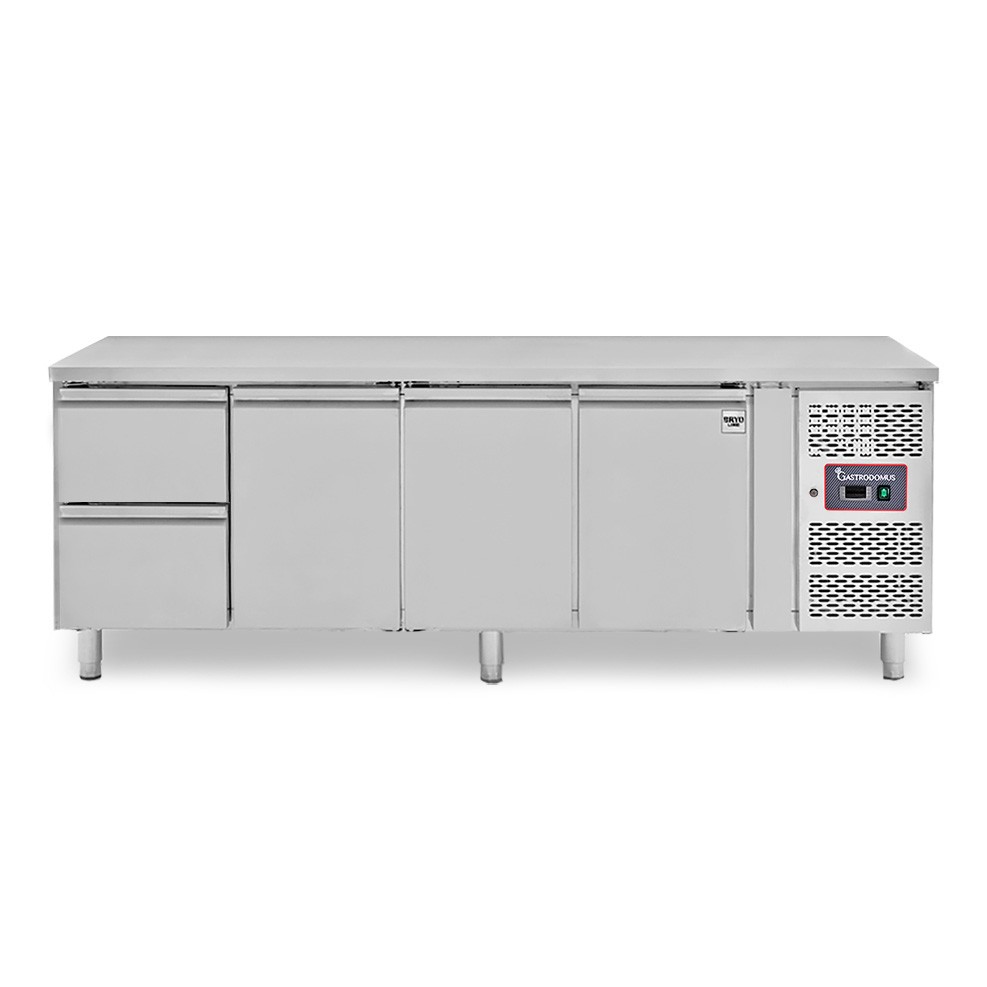 Tavolo Refrigerato 2 cassetti a sinistra, 3 porte, P 700 mm, -2°C/+8°C, per Gastronomia