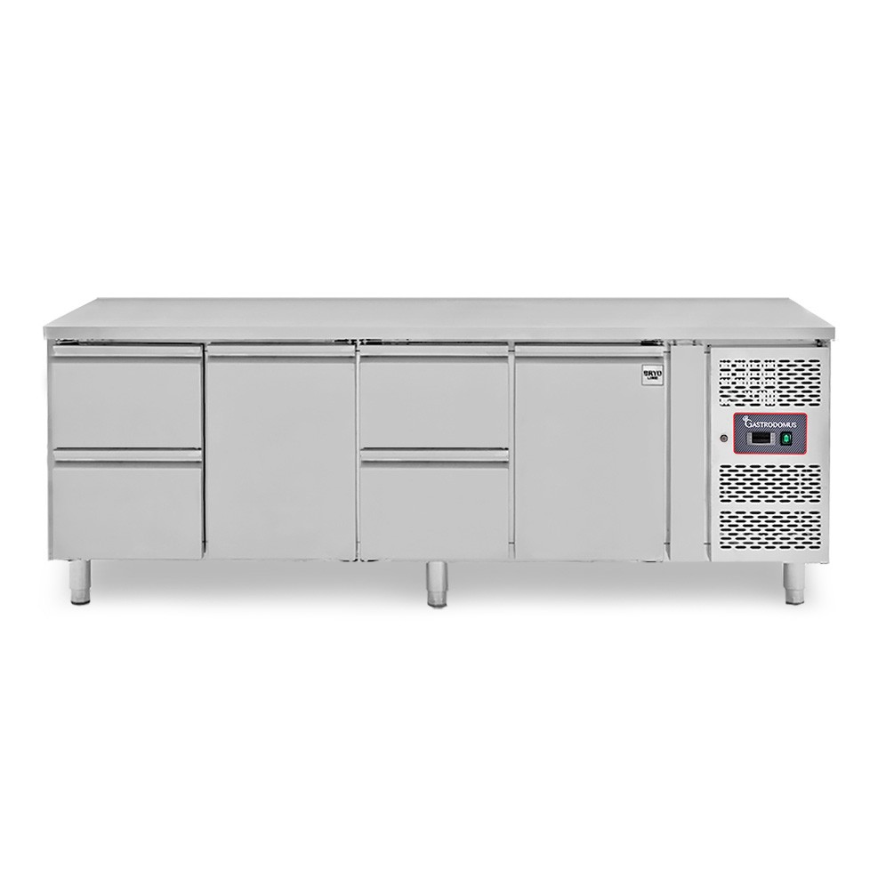 Tavolo Refrigerato 4 cassetti 2 porte 700 mm -2°C/+8°C per Gastronomia