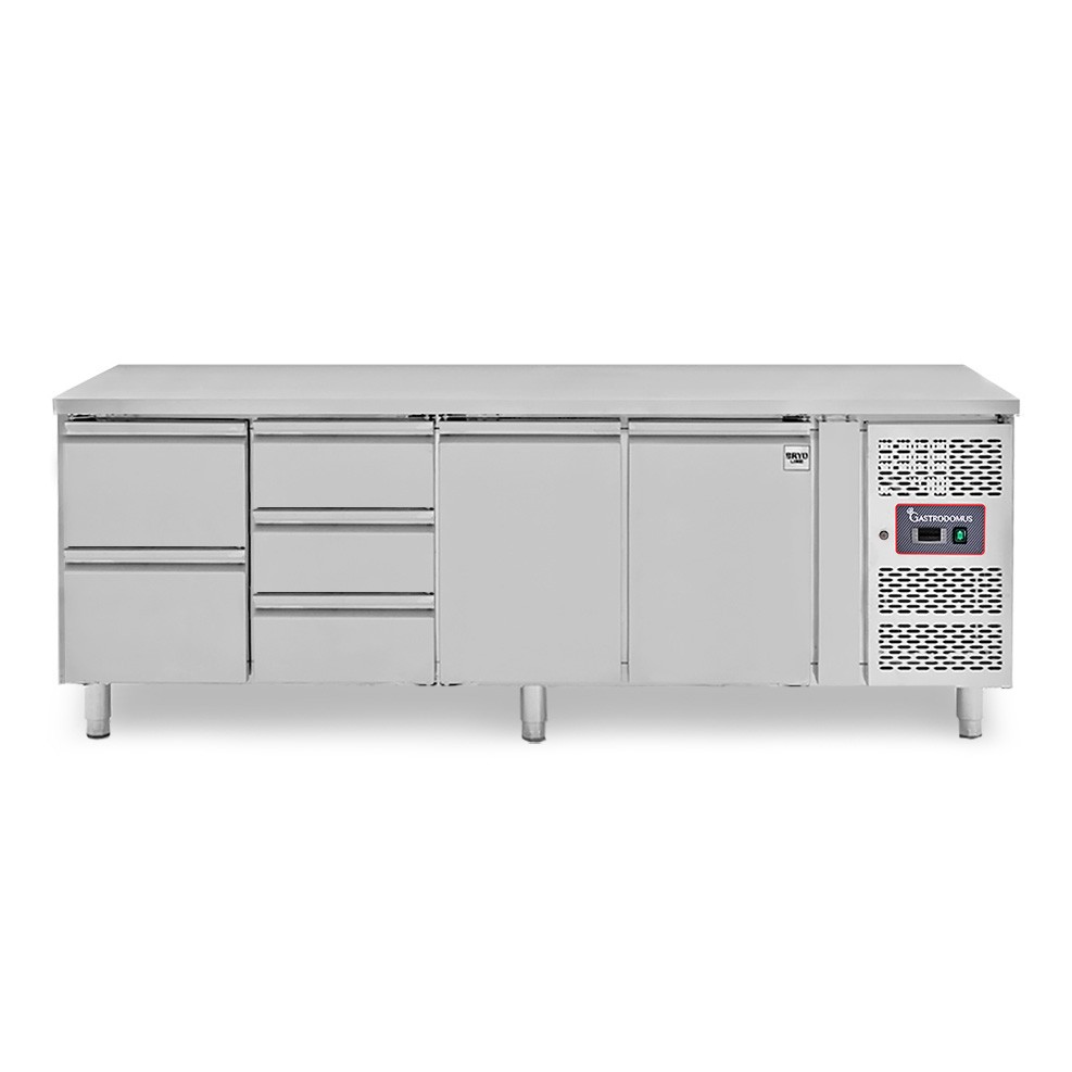 Tavolo Refrigerato 5 cassetti 2+3 sinistra, 2 porte, P 700 mm, -2°C/+8°C
