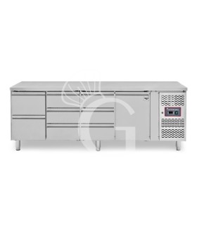 Tavolo Refrigerato con 2 cassetti da 1/2, 6 cassetti da 1/3, 1 porta, P 700 mm, -2°C/+8°C