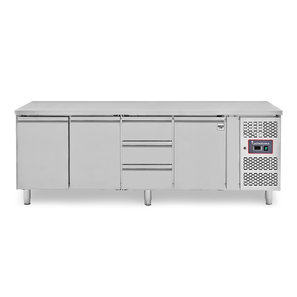 Tavolo Refrigerato 3 cassetti centrale sinistro, 3 porte, P 700 mm, -2°C/+8°C