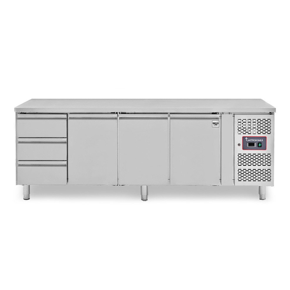 Tavolo Refrigerato 3 cassetti a sinistra, 3 porte, P 700 mm, -2°C/+8°C