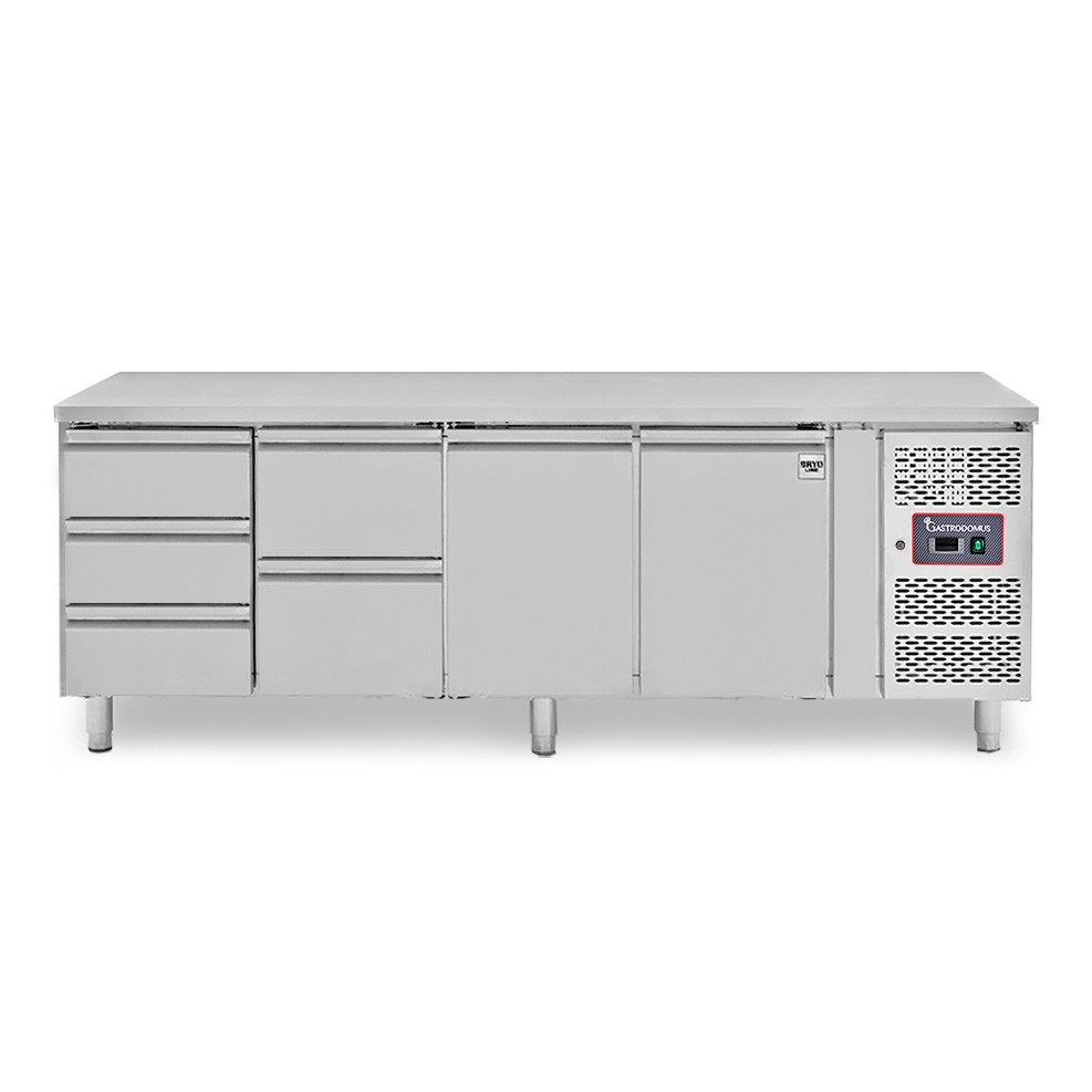 Tavolo Refrigerato 5 cassetti a sinistra, 2 porte, P 700 mm, -2°C/+8°C