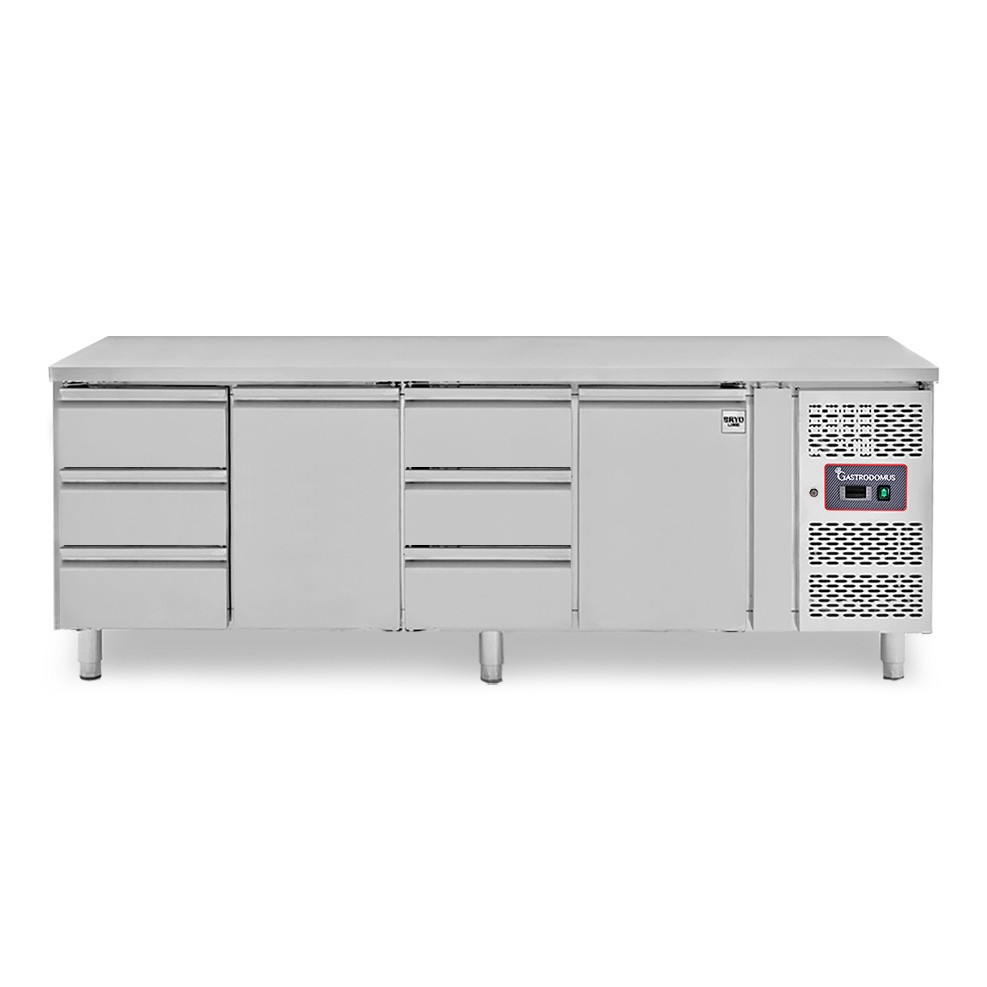 Tavolo Refrigerato 6 cassetti da 1/3 + 2 porte alternati, P 700 mm, -2°C/+8°C