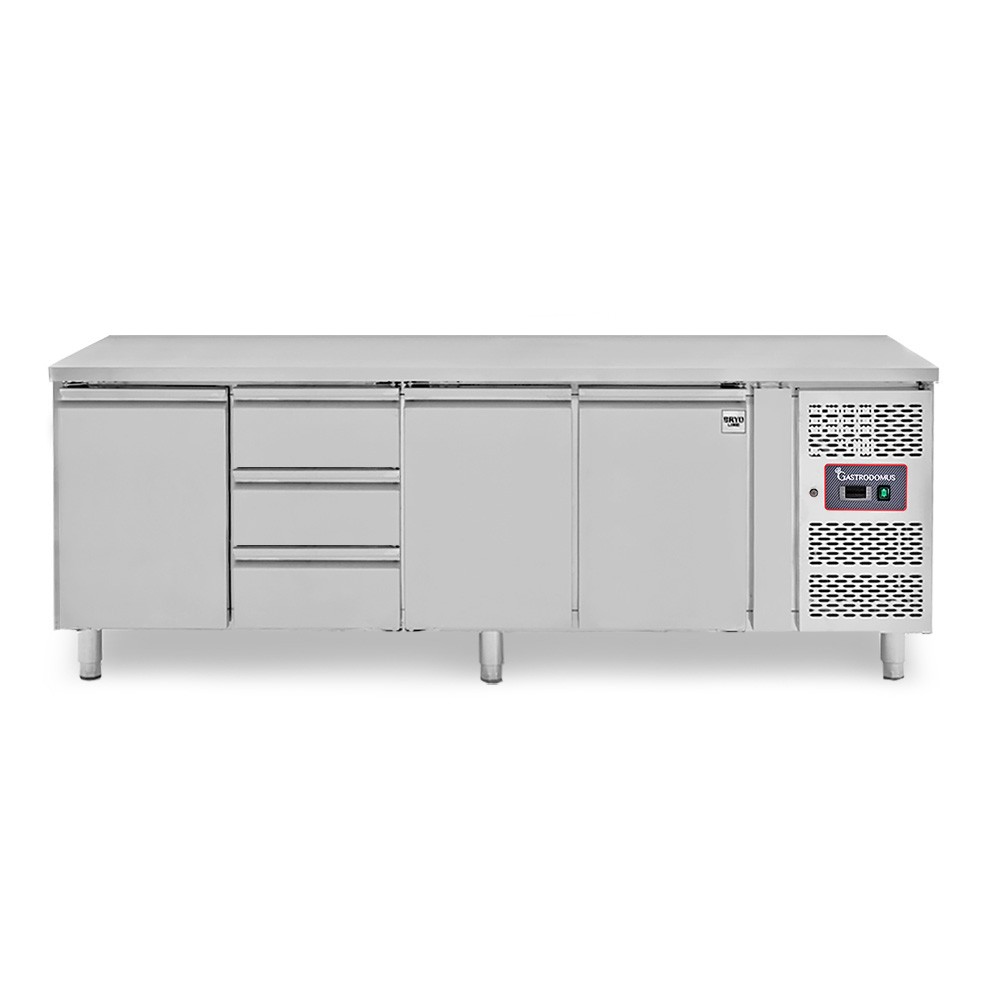 Tavolo Refrigerato 3 cassetti centrale sinistro, 3 porte, P 700 mm, -2°C/+8°C