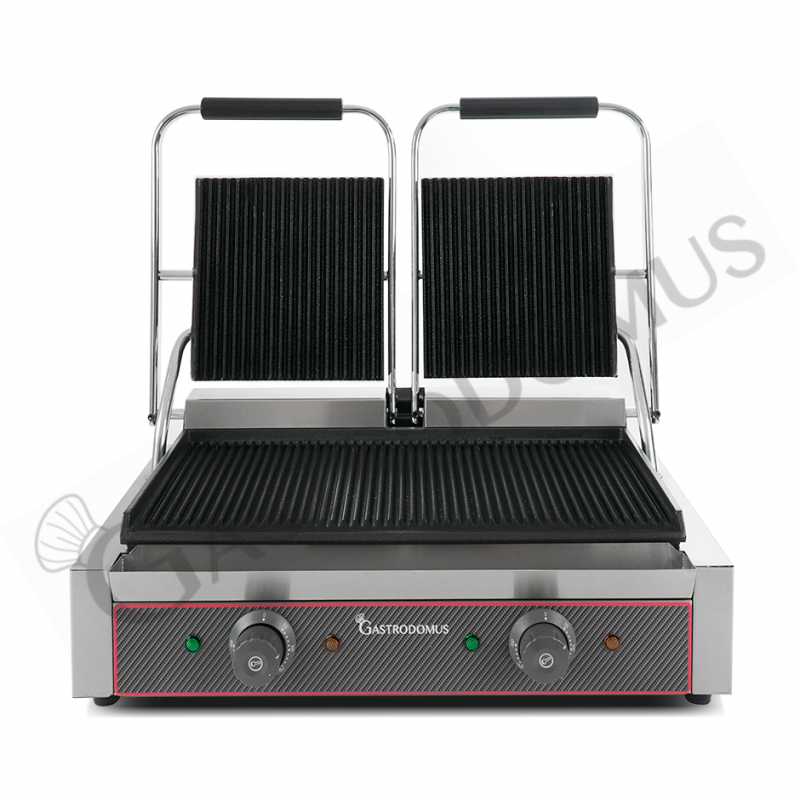 Piastra per Panini doppia rigata in ghisa - L 570 mm x P 380 mm x H 210/520 mm Piastra per Panini doppia rigata in ghisa - L 570 mm x P 380 mm x H 210/520 mm