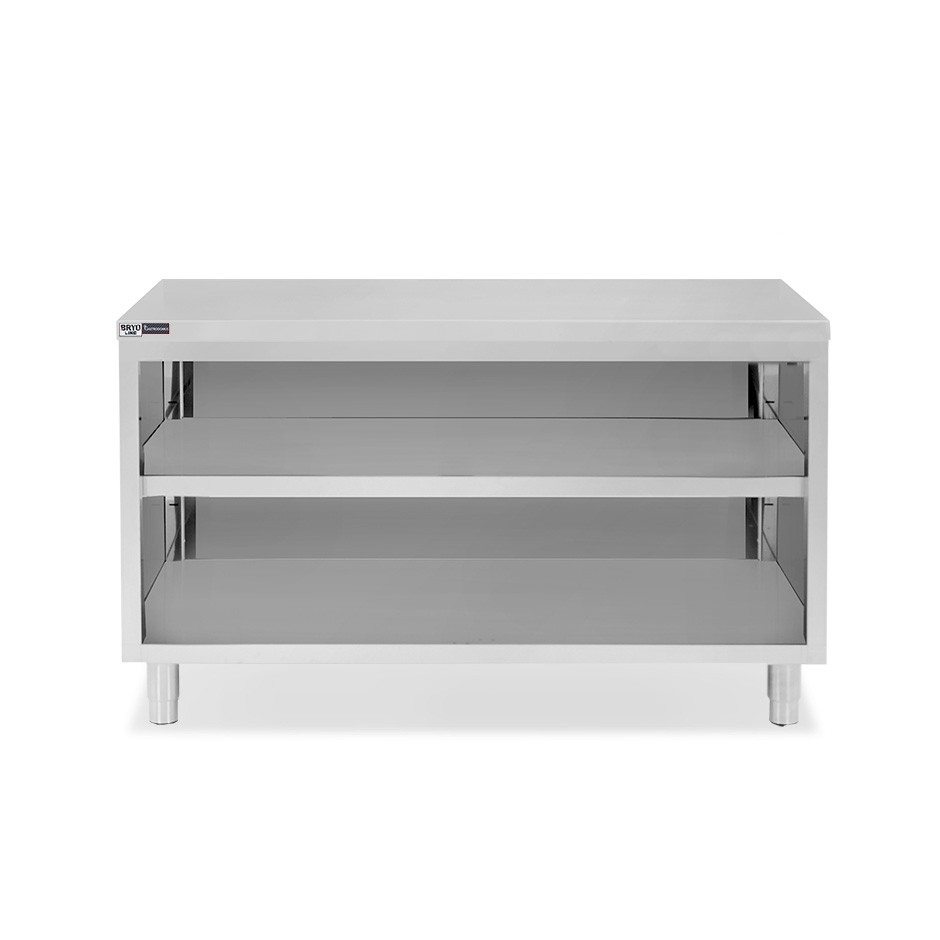 Tavolo a giorno in acciaio inox con 2 ripiani L 1700 mm x P 600 mm x H 865 mm