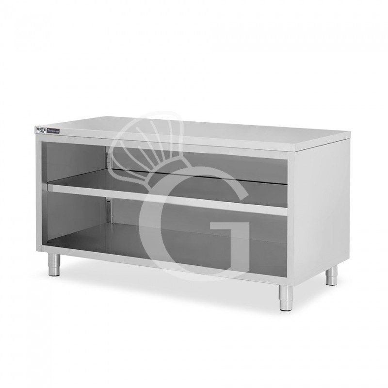 Tavolo a giorno in acciaio inox con 2 ripiani L 1900 mm x P 600 mm x H 865 mm