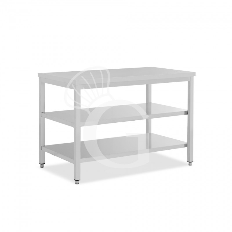 Tavolo inox 2 ripiani L 1400 mm x P 800 mm x H 850 mm