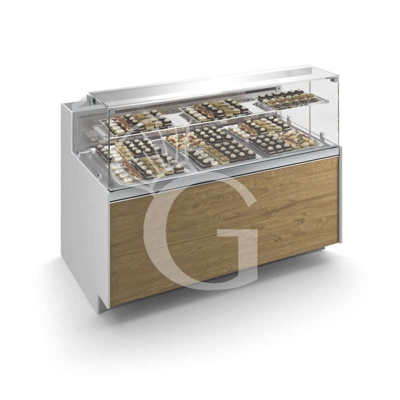 Vetrina refrigerata statica con cella di riserva 2 vani, 1 ripiano, temp. +4°C/+8°C, L 1500 mm