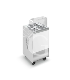 Banco gelato ventilato su ruote Joy 4 pozzetti con riserva, L 596 x P 604 x H 1005 mm