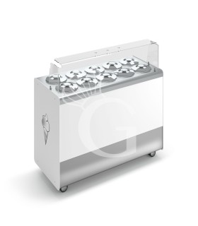 Banco gelato ventilato su ruote Joy 10 pozzetti con riserva, L 1316 x P 604 x H 1005 mm