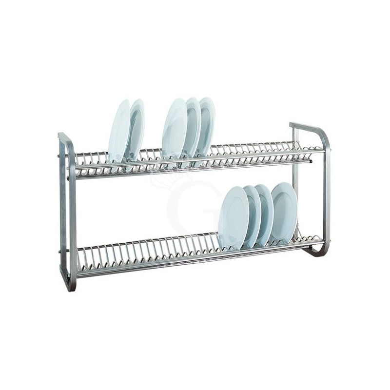 Porta piatti inox da parete - L 1040 mm x P 300 mm x H 550 mm