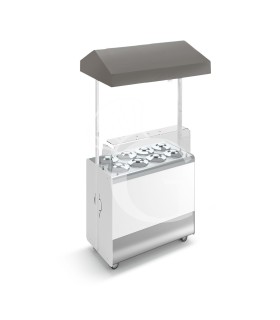 Banco gelato ventilato su ruote Joy 8 pozzetti con riserva e cappottina telescopica grigio, L 1076 x P 856 x H 2170 mm