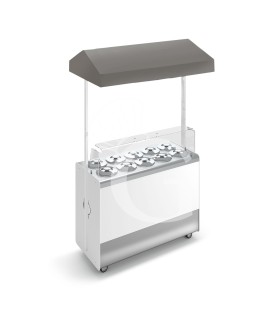 Banco gelato ventilato su ruote Joy 10 pozzetti con riserva e cappottina telescopica grigio, L 1316 x P 856 x H 2170 mm