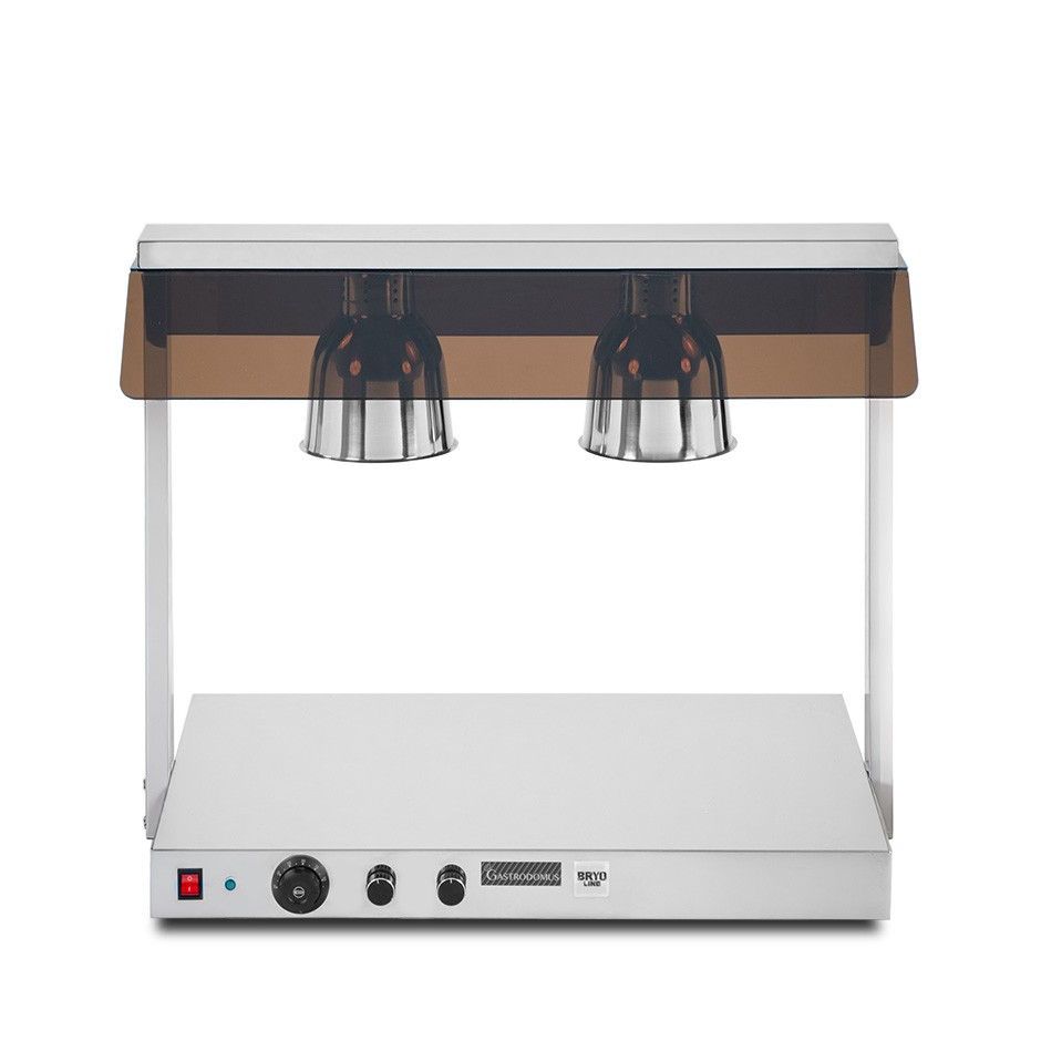 Piano caldo in inox con 2 lampade riscaldanti - 1,1 KW
