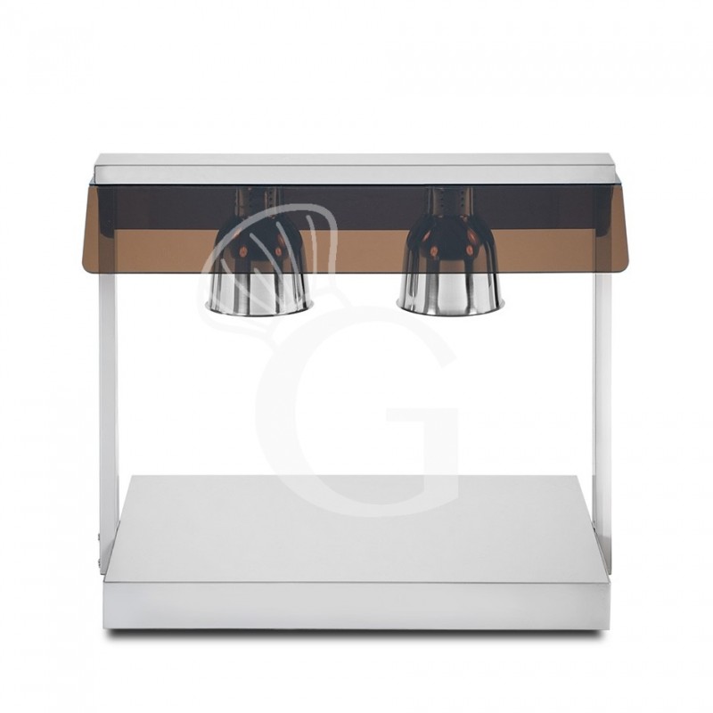 Piano caldo in inox con 2 lampade riscaldanti - 1,1 KW