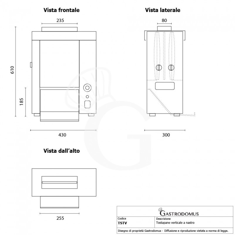 Tostapane verticale a nastro per hamburger 2 KW