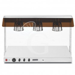 Piano caldo in inox con 3 lampade riscaldanti - 1,35 KW