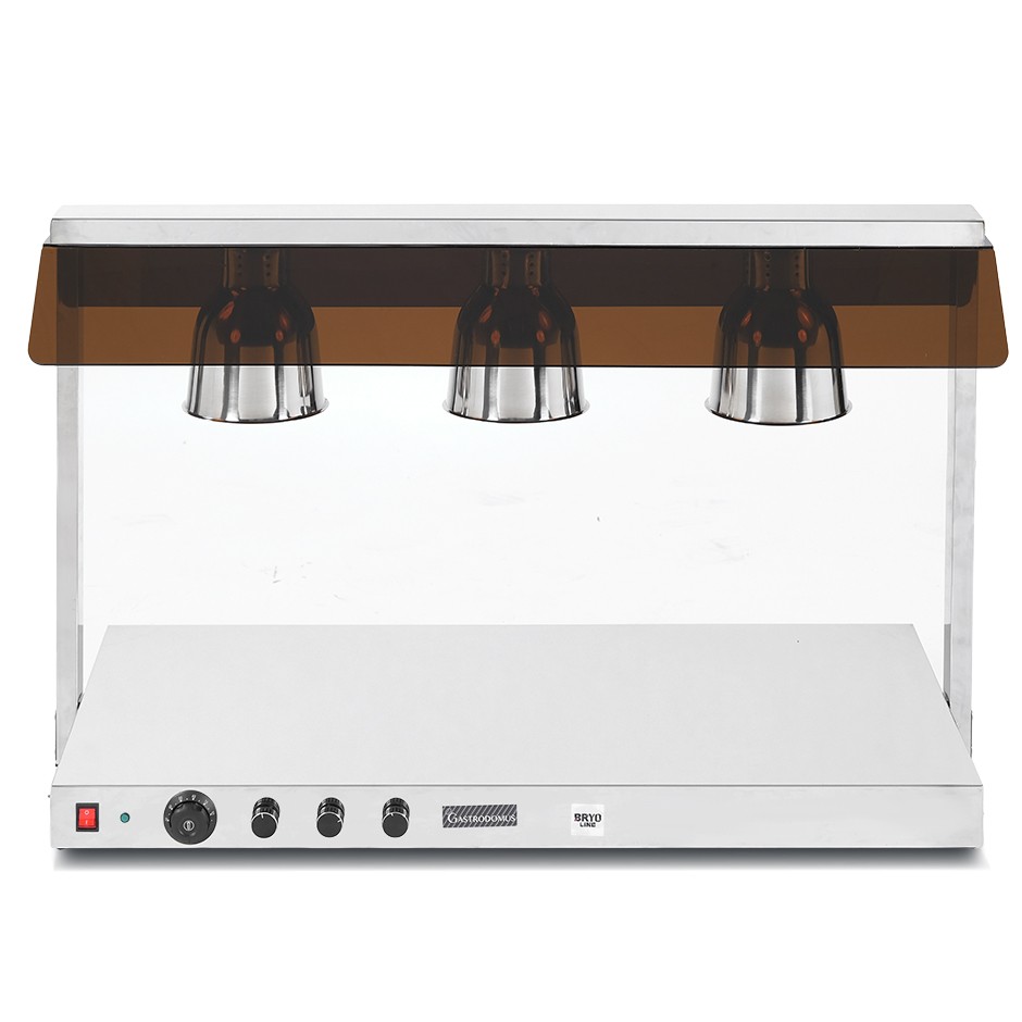 Piano caldo in inox con 3 lampade riscaldanti - 1,35 KW