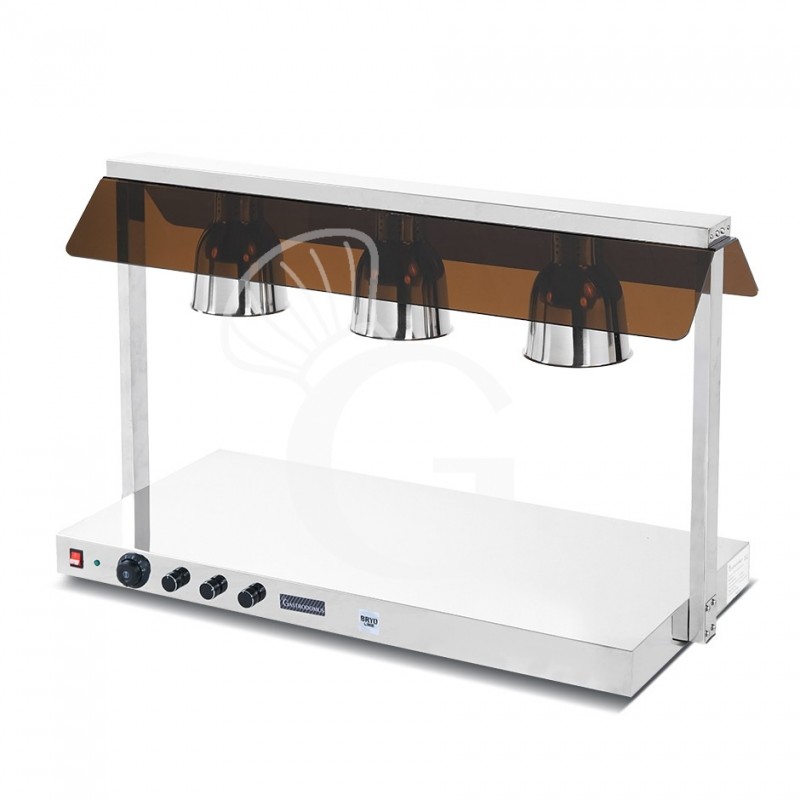 Piano caldo in inox con 3 lampade riscaldanti - 1,35 KW