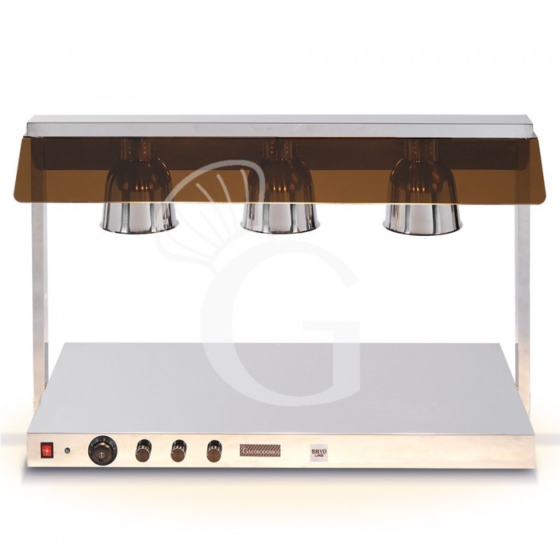Piano caldo in inox con 3 lampade riscaldanti - 1,35 KW