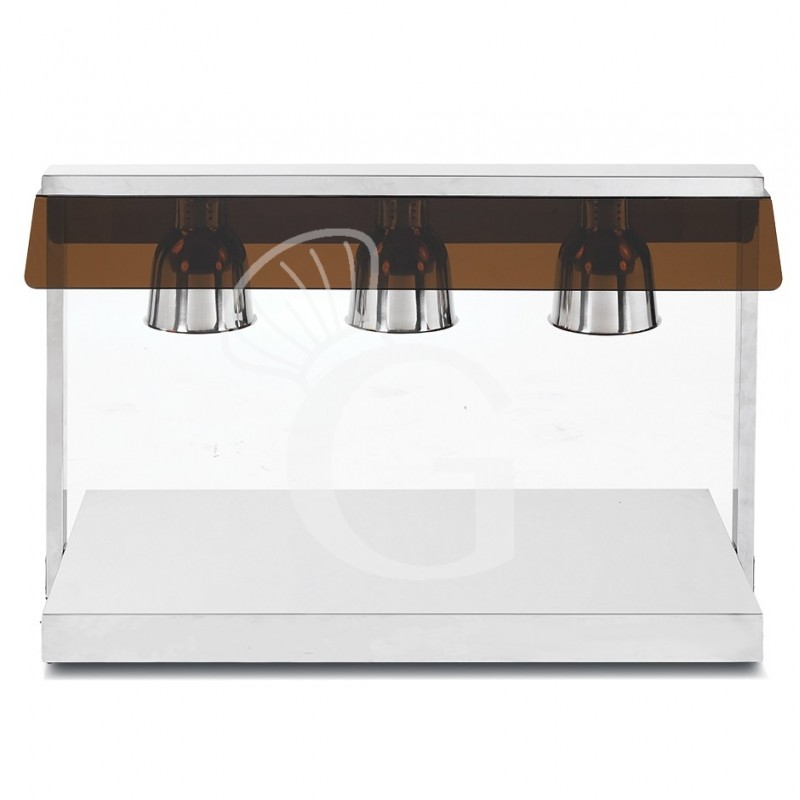 Piano caldo in inox con 3 lampade riscaldanti - 1,35 KW
