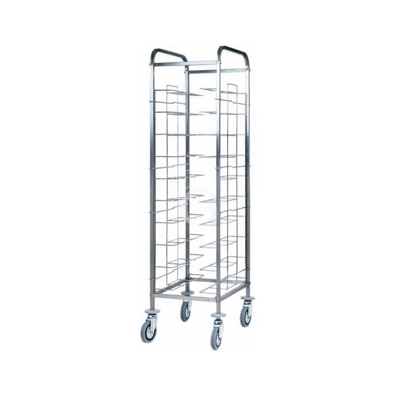 Carrello portavassoi universale in inox per 10 vassoi - L 520 mm x P 620 mm x H 1750 mm
