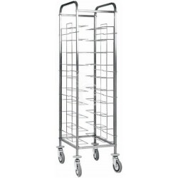 Carrello portavassoi universale in inox per 10 vassoi - L 520 mm x P 620 mm x H 1750 mm