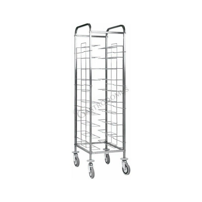 Carrello portavassoi universale in inox per 10 vassoi - L 520 mm x P 620 mm x H 1750 mm Carrello portavassoi universale in inox per 10 vassoi - L 520 mm x P 620 mm x H 1750 mm