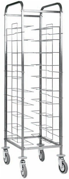 Carrello portavassoi universale in inox per 10 vassoi - L 520 mm x P 620 mm x H 1750 mm