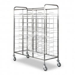 Carrello portavassoi universale in inox per 30 vassoi - L 1380 mm x P 620 mm x H 1750 mm