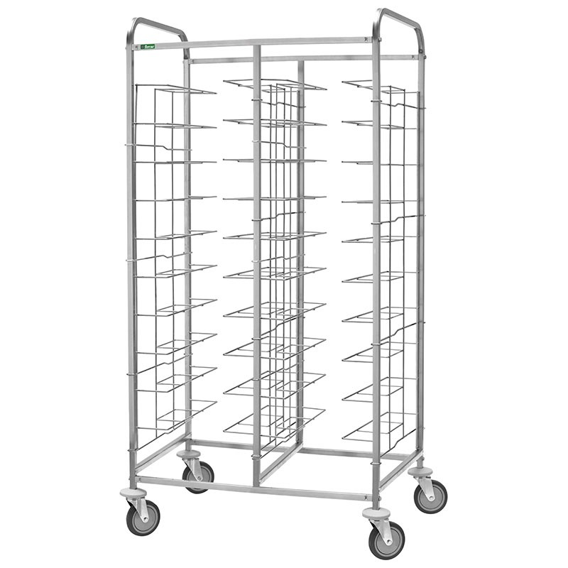 Carrello portavassoi universale in inox per 20 vassoi - L 950 mm x P 620 mm x H 1750 mm