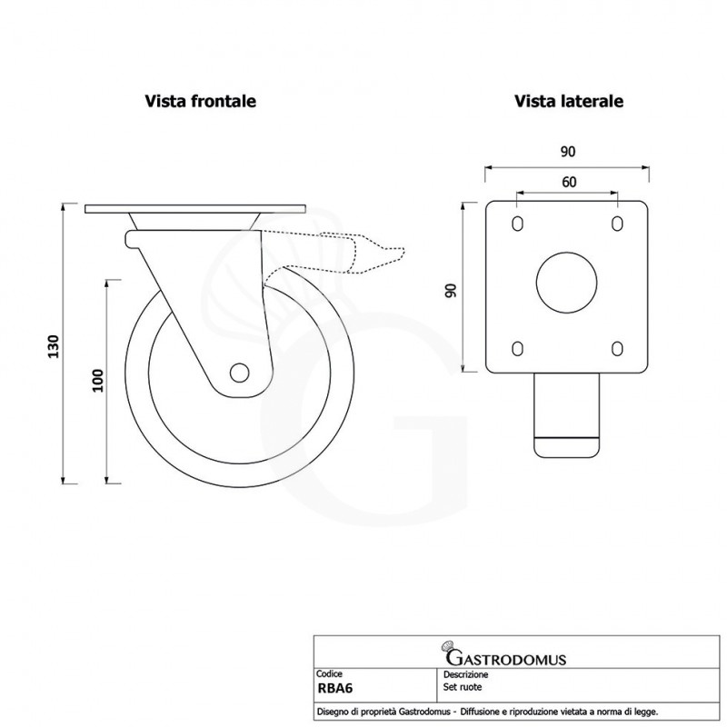 kit 6 ruote montate 3 con freno