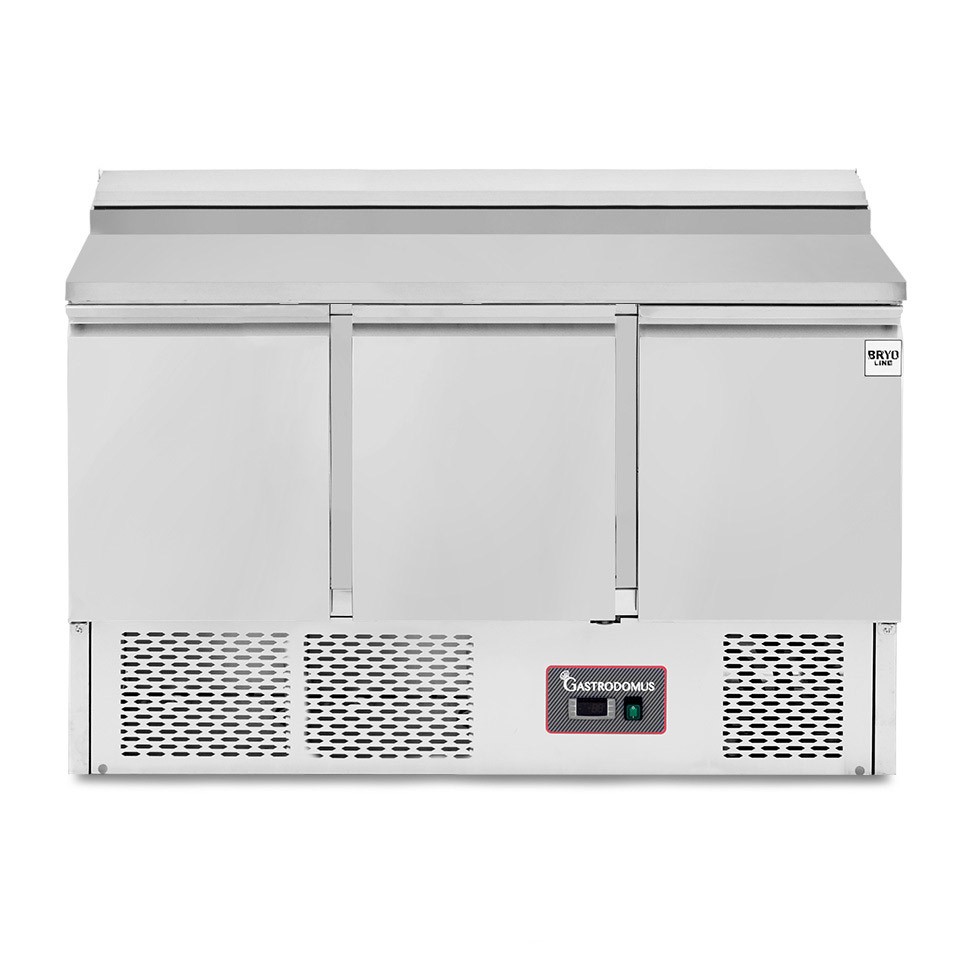 Saladette refrigerata 3 porte, temperatura +2°C/+8°C, coperchio in acciaio inox