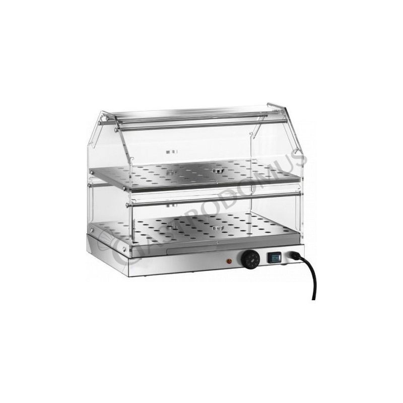 Vetrina riscaldata inox con 2 piani, lunghezza 500 mm Vetrina riscaldata inox con 2 piani, lunghezza 500 mm