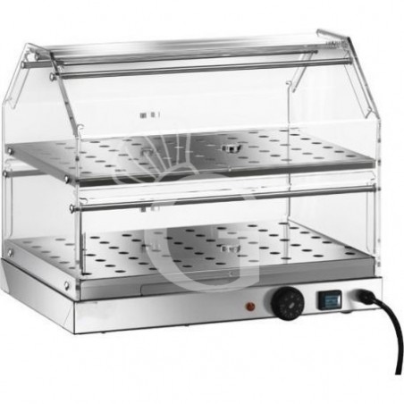 Vetrina riscaldata inox con 2 piani, lunghezza 500 mm Vetrina riscaldata inox con 2 piani, lunghezza 500 mm